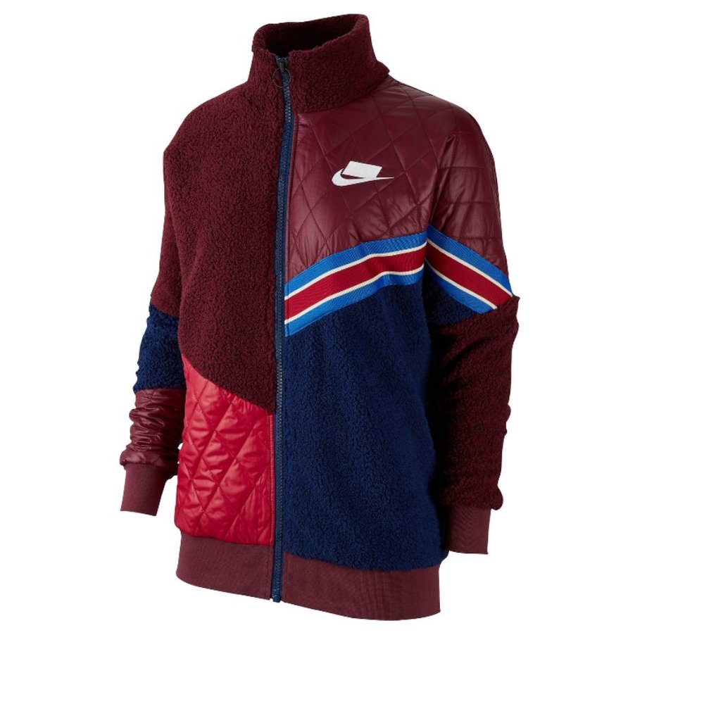 Nike Sports Pack Full Zip Faux Track Maroon Jacket. Size L